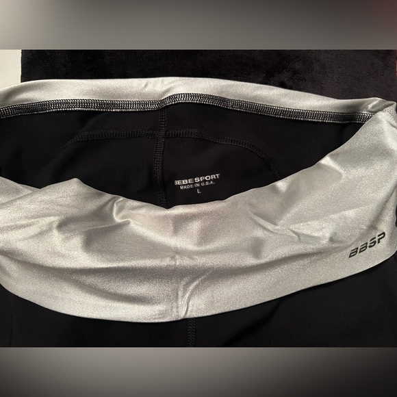 BEBE SPORT Black and Silver Women's Workout Gym Yoga Pants & Sports Bra Top Set - Picture 7 of 12